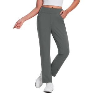 imagebaleaf Womens Fleece Lined Pants Stretch Water Resistant Winter Thermal Travel Pants Cold Weather Gear Pockets Work GolfGrey