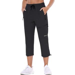 imagebaleaf Womens Hiking Cargo Capris Outdoor Lightweight Water Resistant Pants UPF 50 Zipper Pockets02blackcapri
