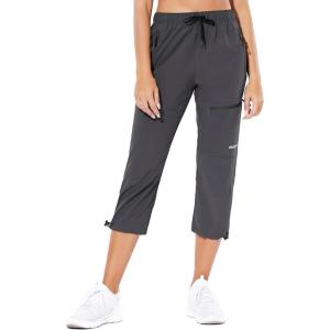 imagebaleaf Womens Hiking Cargo Capris Outdoor Lightweight Water Resistant Pants UPF 50 Zipper Pockets02deep Graycapri