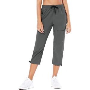 imagebaleaf Womens Hiking Cargo Capris Outdoor Lightweight Water Resistant Pants UPF 50 Zipper Pockets02steel Graycapri