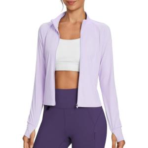 imagebaleaf Womens SunDur SPF Shirts Permanent UPF 50 Crop Jacket Long Sleeve Sun Protection Clothing Full Zip Quick Dry HikingPurple