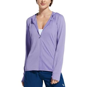 imagebaleaf Womens UPF 50 Sun Protection Jacket Hooded Cooling Shirt with Pockets Hiking Outdoor PerformanceLight Purple