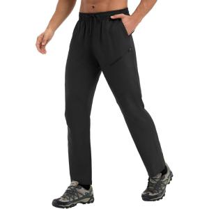 imagebaleaf Mens Hiking Pants Ripstop Lightweight Cargo Waterproof Travel Pants Quick Dry with Zip Pockets UPF 50 WorkBlack