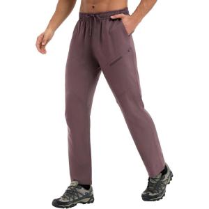 imagebaleaf Mens Hiking Pants Ripstop Lightweight Cargo Waterproof Travel Pants Quick Dry with Zip Pockets UPF 50 WorkDark Brown