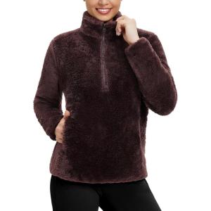 imagebaleaf Womens Quarter Zip Sherpa Fleece Pullover Lightweight Long Sleeve Warm Winter Sweater Jackets with Zipper PocketDark Brown