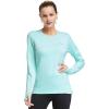 imagebaleaf Thermal Shirts for Women Long Sleeve Fleece Tops Running Workout Cold Weather Gear Compression Zipper PocketAqua