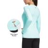 imagebaleaf Thermal Shirts for Women Long Sleeve Fleece Tops Running Workout Cold Weather Gear Compression Zipper PocketAqua