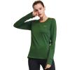 imagebaleaf Thermal Shirts for Women Long Sleeve Fleece Tops Running Workout Cold Weather Gear Compression Zipper PocketArmy Green