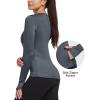 imagebaleaf Thermal Shirts for Women Long Sleeve Fleece Tops Running Workout Cold Weather Gear Compression Zipper PocketGray