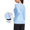 imagebaleaf Thermal Shirts for Women Long Sleeve Fleece Tops Running Workout Cold Weather Gear Compression Zipper PocketLight Blue
