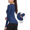 imagebaleaf Thermal Shirts for Women Long Sleeve Fleece Tops Running Workout Cold Weather Gear Compression Zipper PocketNavy