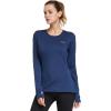 imagebaleaf Thermal Shirts for Women Long Sleeve Fleece Tops Running Workout Cold Weather Gear Compression Zipper PocketNavy