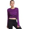 imagebaleaf Thermal Shirts for Women Long Sleeve Fleece Tops Running Workout Cold Weather Gear Compression Zipper PocketPurple