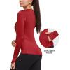 imagebaleaf Thermal Shirts for Women Long Sleeve Fleece Tops Running Workout Cold Weather Gear Compression Zipper PocketRed