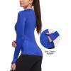 imagebaleaf Thermal Shirts for Women Long Sleeve Fleece Tops Running Workout Cold Weather Gear Compression Zipper PocketRoyal Blue