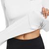 imagebaleaf Thermal Shirts for Women Long Sleeve Fleece Tops Running Workout Cold Weather Gear Compression Zipper PocketWhite
