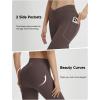 imagebaleaf Women 8quot Biker Shorts with Pockets High Waisted Workout Short Tummy Control Yoga Gym Spandex Running VolleyballBrown