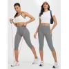 imagebaleaf Womens 17quot High Waisted Capri Leggings with Pockets Tummy Control Yoga Gym Capris PantsDark Gray