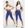 imagebaleaf Womens 17quot High Waisted Capri Leggings with Pockets Tummy Control Yoga Gym Capris PantsNavy Blue