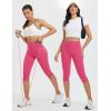 imagebaleaf Womens 17quot High Waisted Capri Leggings with Pockets Tummy Control Yoga Gym Capris PantsRose Red