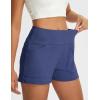 imagebaleaf Womens 25quot Yoga Shorts with Four Pockets Lounge Casual Shorts High Waist Elastic Athletic Running SweatBlue