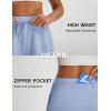 imagebaleaf Womens 3quot Athletic Shorts High Waist Running Workout Shorts with Zipper Pockets Gym Sports Quick Dry UPF 50Light Blue