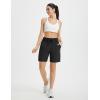 imagebaleaf Womens 7quot Athletic Running Shorts Long Workout Shorts High Waisted Quick Dry 4 Zipper Pockets UPF50Black