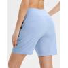 imagebaleaf Womens 7quot Athletic Running Shorts Long Workout Shorts High Waisted Quick Dry 4 Zipper Pockets UPF50Light Blue