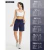 imagebaleaf Womens 7quot Athletic Running Shorts Long Workout Shorts High Waisted Quick Dry 4 Zipper Pockets UPF50Navy Blue