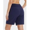 imagebaleaf Womens 7quot Athletic Running Shorts Long Workout Shorts High Waisted Quick Dry 4 Zipper Pockets UPF50Navy Blue
