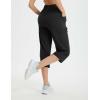 imagebaleaf Womens Athletic Capri Pants Lightweight Quick Dry Stretch Zipper Pocket Travel Casual Outdoor UPF 50Black