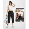 imagebaleaf Womens Athletic Capri Pants Lightweight Quick Dry Stretch Zipper Pocket Travel Casual Outdoor UPF 50Black