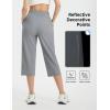 imagebaleaf Womens Athletic Capri Pants Lightweight Quick Dry Stretch Zipper Pocket Travel Casual Outdoor UPF 50Gray