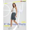 imagebaleaf Womens Bermuda Long Shorts 9quot Knee Length Athletic Running Shorts with Zip Pockets Stretch Loose Summer UPF 50Dark Gray