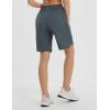 imagebaleaf Womens Bermuda Long Shorts 9quot Knee Length Athletic Running Shorts with Zip Pockets Stretch Loose Summer UPF 50Dark Gray