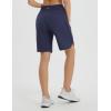 imagebaleaf Womens Bermuda Long Shorts 9quot Knee Length Athletic Running Shorts with Zip Pockets Stretch Loose Summer UPF 50Navy Blue