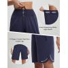 imagebaleaf Womens Bermuda Long Shorts 9quot Knee Length Athletic Running Shorts with Zip Pockets Stretch Loose Summer UPF 50Navy Blue