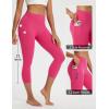 imagebaleaf Womens Capri Leggings with 3 Pockets Tummy Control 21quot Inseam Workout Capris Yoga PantsRosy