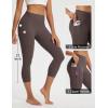 imagebaleaf Womens Capri Leggings with 3 Pockets Tummy Control 21quot Inseam Workout Capris Yoga PantsSeal Brown