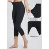 imagebaleaf Womens Capri Leggings with Pockets High Waisted Workout Yoga Running Gym Pants for Casual SummerBlack