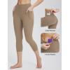 imagebaleaf Womens Capri Leggings with Pockets High Waisted Workout Yoga Running Gym Pants for Casual SummerCocoa Crmelycra