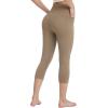 imagebaleaf Womens Capri Leggings with Pockets High Waisted Workout Yoga Running Gym Pants for Casual SummerCocoa Crmelycra