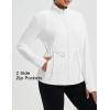 imagebaleaf Womens Fleece Lined Jacket Zip Up Lightweight Winter Coats with Zipper Pockets Warm Jackets Slim Fit Cinch WaistWhite