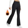 imagebaleaf Womens Fleece Lined Pants Water Resistant Winter Thermal Warm Flare Leggings Bell Bottom Yoga Pants with PocketsBlack
