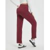 imagebaleaf Womens Fleece Lined Pants Winter Thermal Travel Pants Cold Weather Golf Hiking Snow Pockets Work CasualWine Red