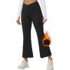 imagebaleaf Womens Fleece Lined Pants Winter Thermal Water Resistant Crossover Flare Leggings Warm Bootcut Hiking OutdoorBlack