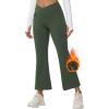 imagebaleaf Womens Fleece Lined Pants Winter Thermal Water Resistant Crossover Flare Leggings Warm Bootcut Hiking OutdoorDark Army Green