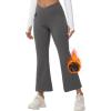 imagebaleaf Womens Fleece Lined Pants Winter Thermal Water Resistant Crossover Flare Leggings Warm Bootcut Hiking OutdoorDark Gray