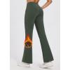 imagebaleaf Womens Fleece Lined Pants Winter Thermal Water Resistant Crossover Flare Leggings Warm Bootcut Hiking OutdoorGreen