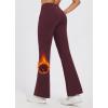 imagebaleaf Womens Fleece Lined Pants Winter Thermal Water Resistant Crossover Flare Leggings Warm Bootcut Hiking OutdoorWine Red
